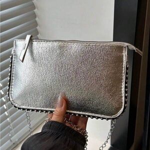 Silver Chain Clutch